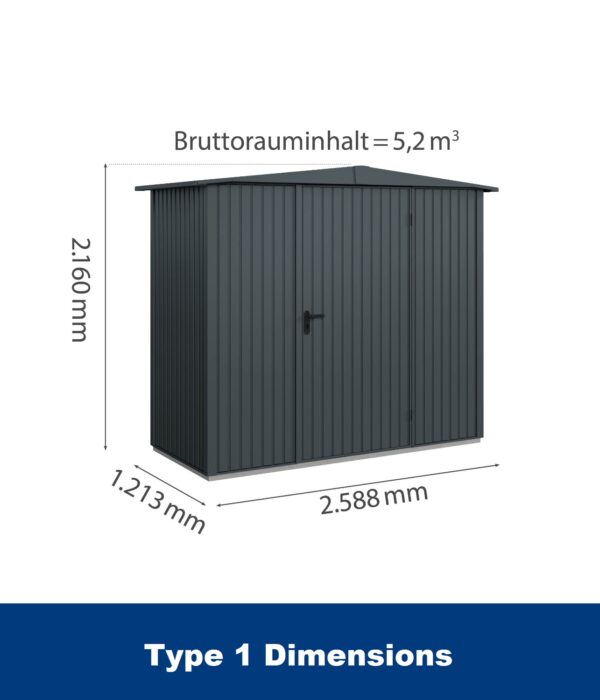 Hormann Berry Classic Style With Apex Roof - Premium Metal Shed - Image 9