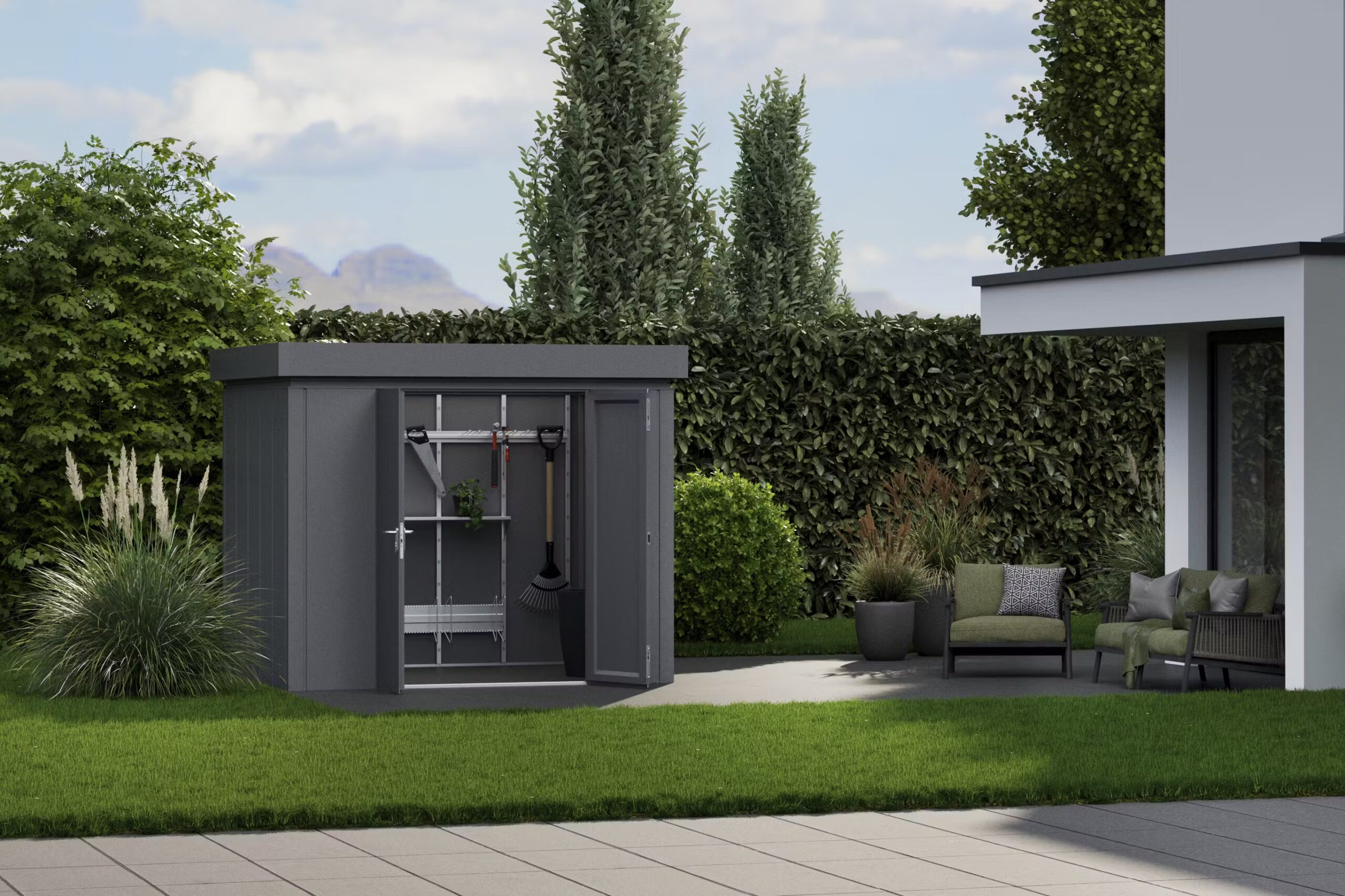 Hormann Juno Design With Pent Roof - Premium Metal Shed - Image 3