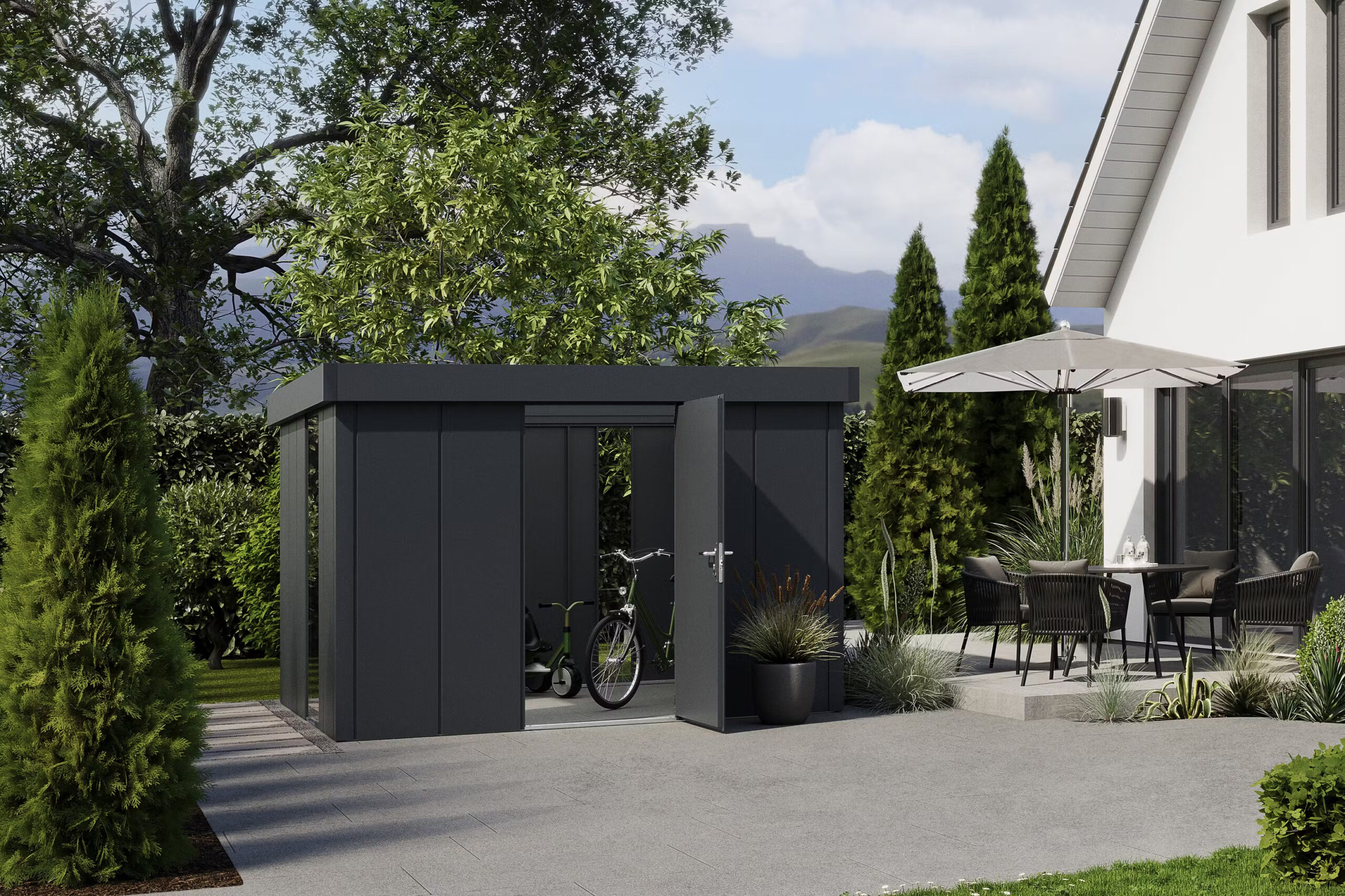 Hormann Juno Design With Pent Roof - Premium Metal Shed - Image 9