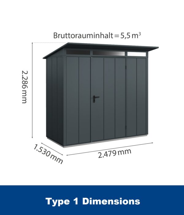 Hormann Berry Modern With Pent Roof - Premium Metal Shed - Image 9