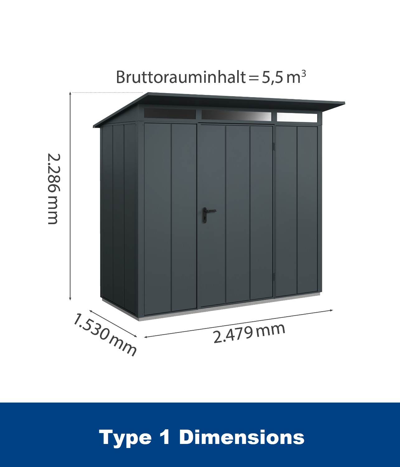 Hormann Berry Modern With Pent Roof - Premium Metal Shed - Image 9