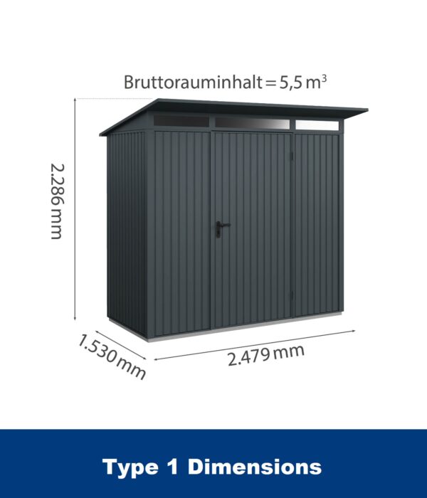 Hormann Berry Classic With Pent Roof - Premium Metal Shed - Image 8