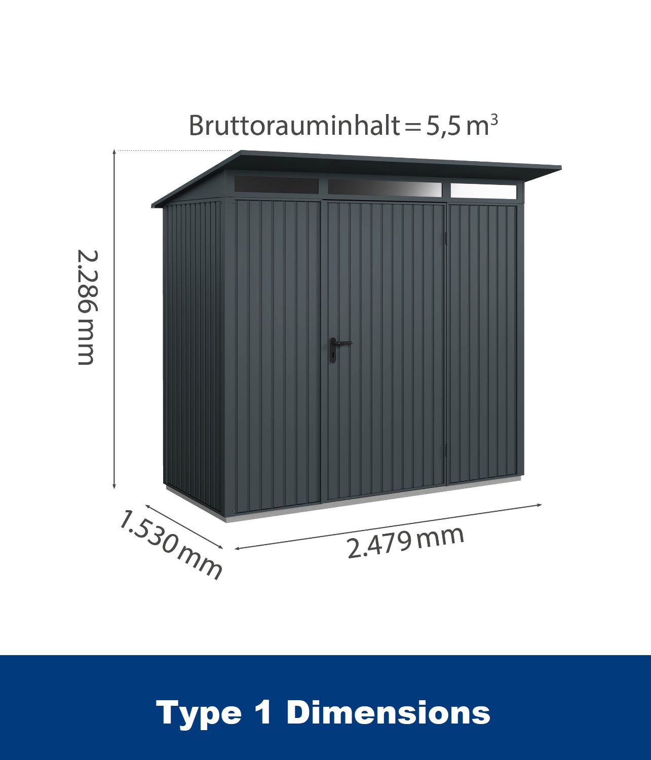 Hormann Berry Classic With Pent Roof - Premium Metal Shed - Image 8
