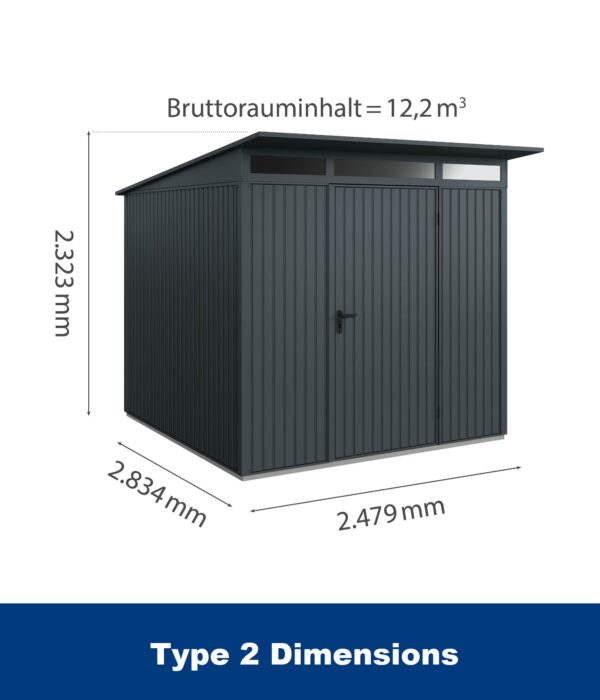 Hormann Berry Classic With Pent Roof - Premium Metal Shed - Image 9