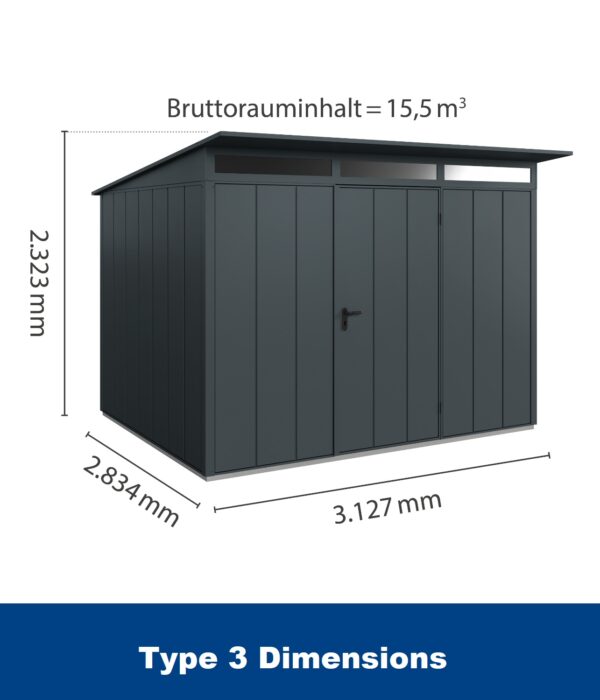 Hormann Berry Modern With Pent Roof - Premium Metal Shed - Image 10