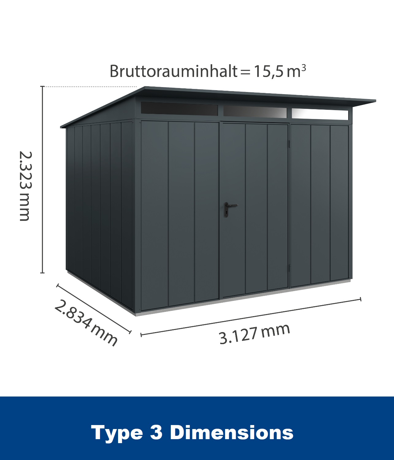 Hormann Berry Modern With Pent Roof - Premium Metal Shed - Image 10