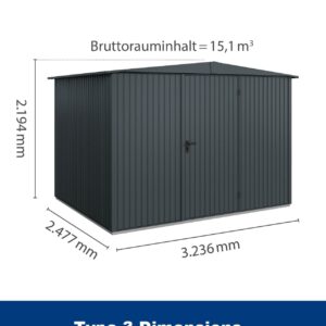 Hormann Berry Classic Style With Apex Roof - Premium Metal Shed - Image 15