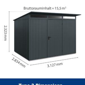 Hormann Berry Classic With Pent Roof - Premium Metal Shed - Image 10