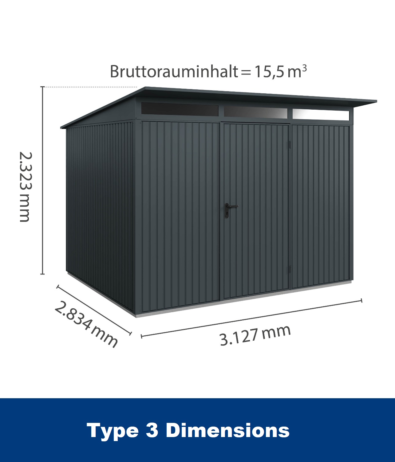 Hormann Berry Classic With Pent Roof - Premium Metal Shed - Image 10